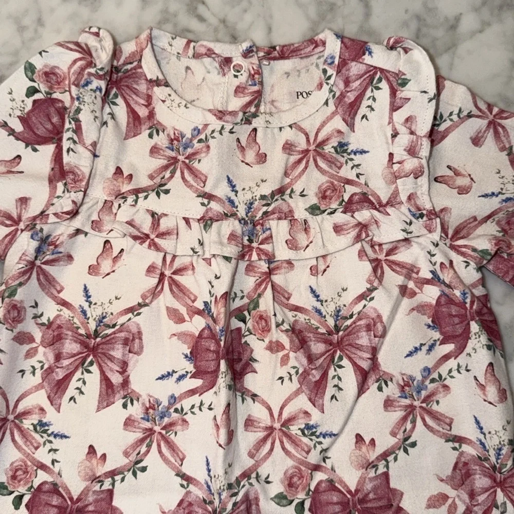 Posh Peanut Floral Pink Long Sleeve PJ Dress 2T